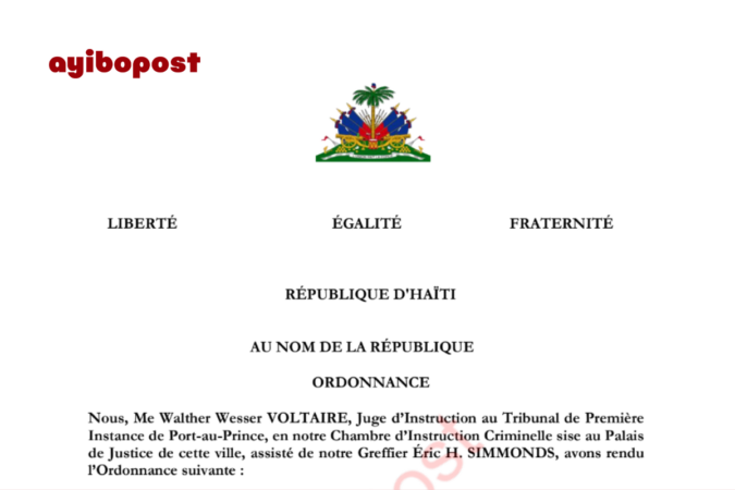 Ordonnance sur l'assassinant du président Jovenel Moise