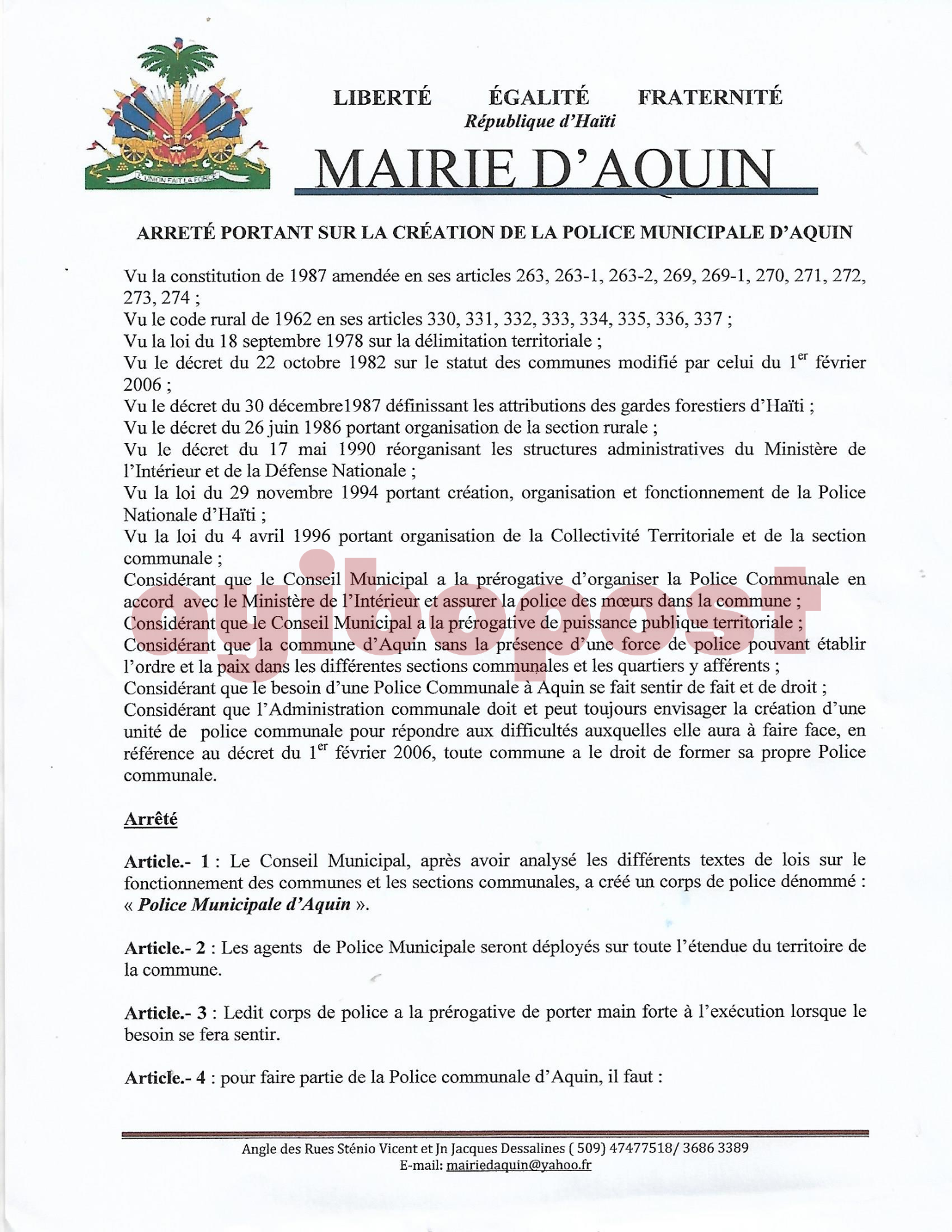 La Gonave influence Aquin ?