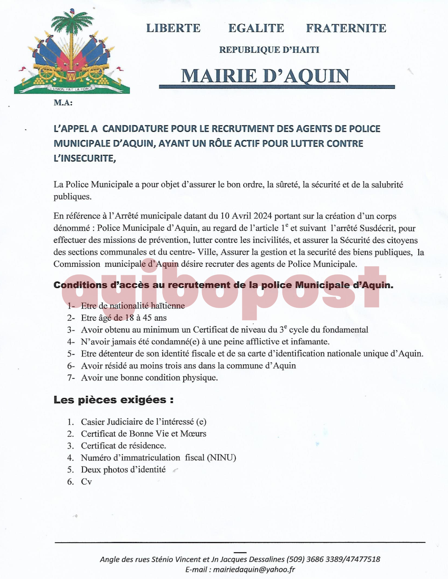 La Gonave influence Aquin ?