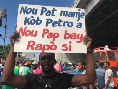 Manifestation contre la corruption et l'impunité, 9 juin 2018. Haïti, Carrefour aéroport. Photo : Etant Dupain