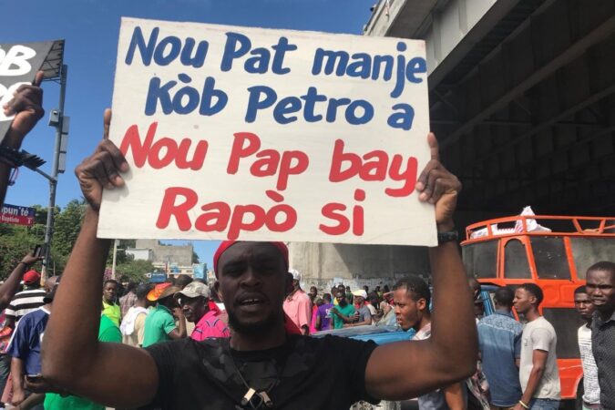 Manifestation contre la corruption et l'impunité, 9 juin 2018. Haïti, Carrefour aéroport. Photo : Etant Dupain