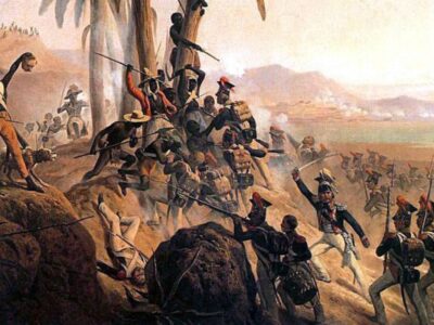 Insurgés durant la bataille de Saint-Domingue. Par Janvier Suchodolski. 1845. Musée de l'Armée polonaise, Varsovie •