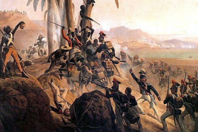 Insurgés durant la bataille de Saint-Domingue. Par Janvier Suchodolski. 1845. Musée de l'Armée polonaise, Varsovie •