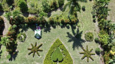 Vue aérienne du paysage en forme de cœur au Jardin botanique des Cayes, février 2024. Photo : Jardin botanique des Cayes.